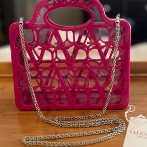 Valentino Garavani Mini Le Troisieme Clear Acrylic Tote Rigida